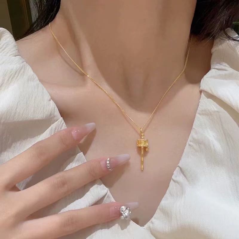 吊坠足银 拨浪鼓吊坠轻奢时尚气质