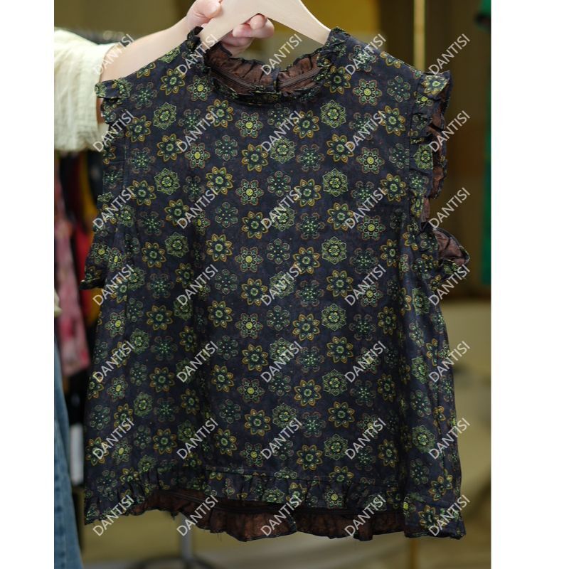 花影《非遗美学》1396夏季新款荷叶边减龄百搭上衣