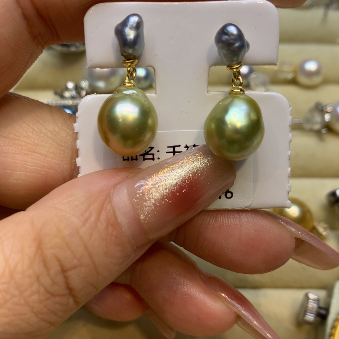 银S925镶嵌耳饰海水珍珠