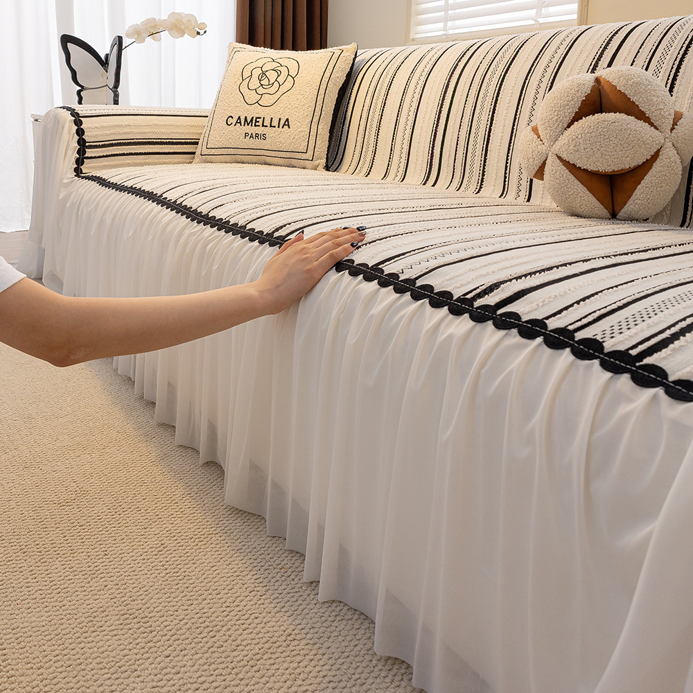 奶油风沙发盖布四季通用2026新款一片式雪尼尔全盖沙发巾防滑盖毯