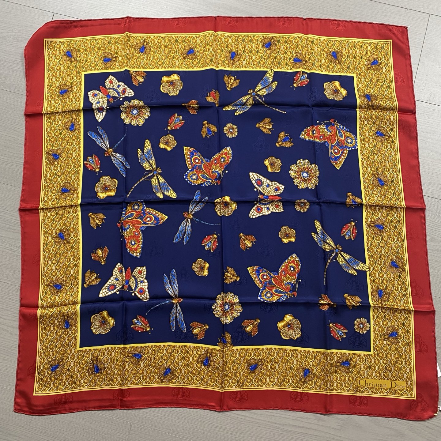 99新 DIOR/迪奥 Dior90*90大方巾159370中古男士斜纹围巾披肩丝巾