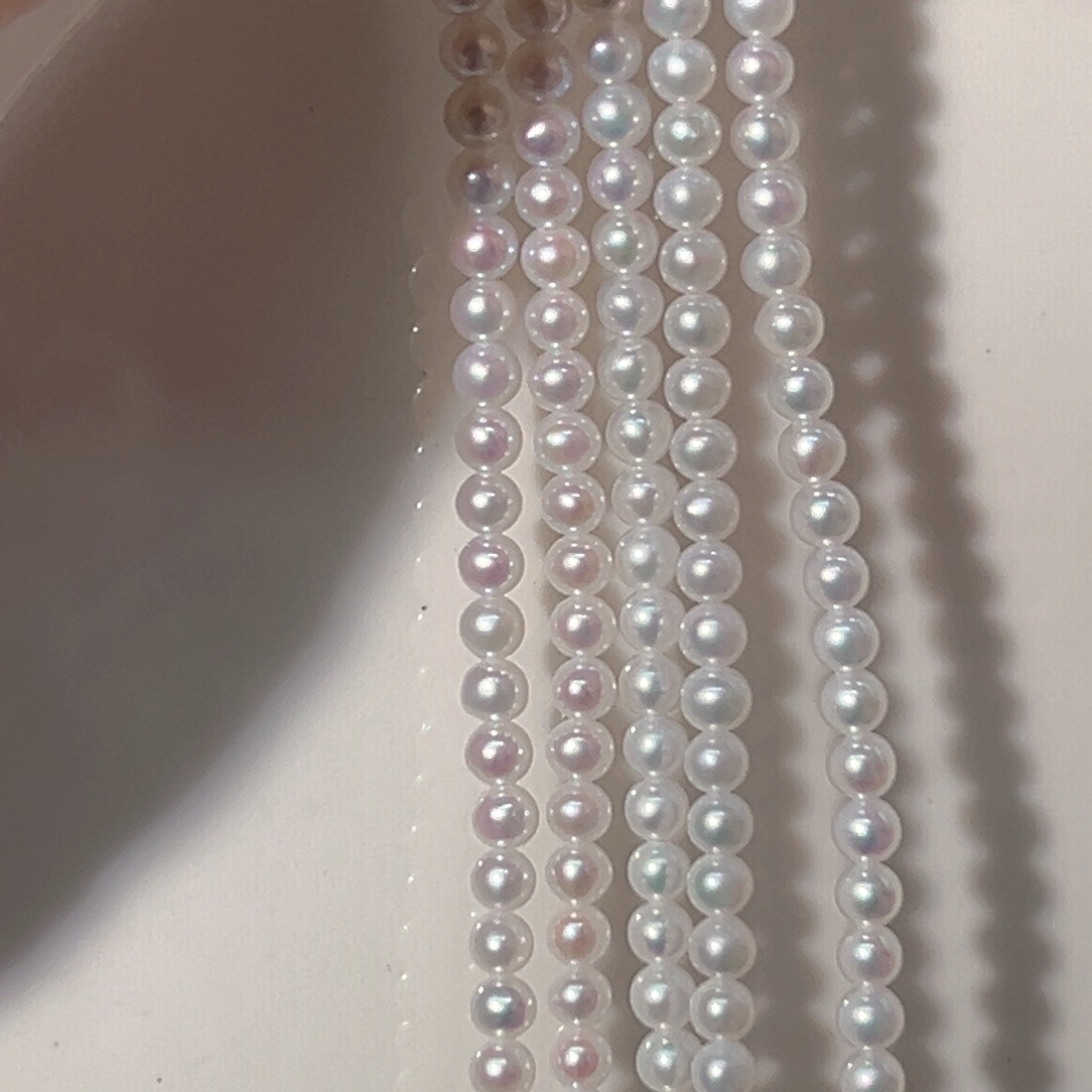 3到3.5小珍珠极光冷白炫彩天然珍珠淡水珍珠银S925镶嵌