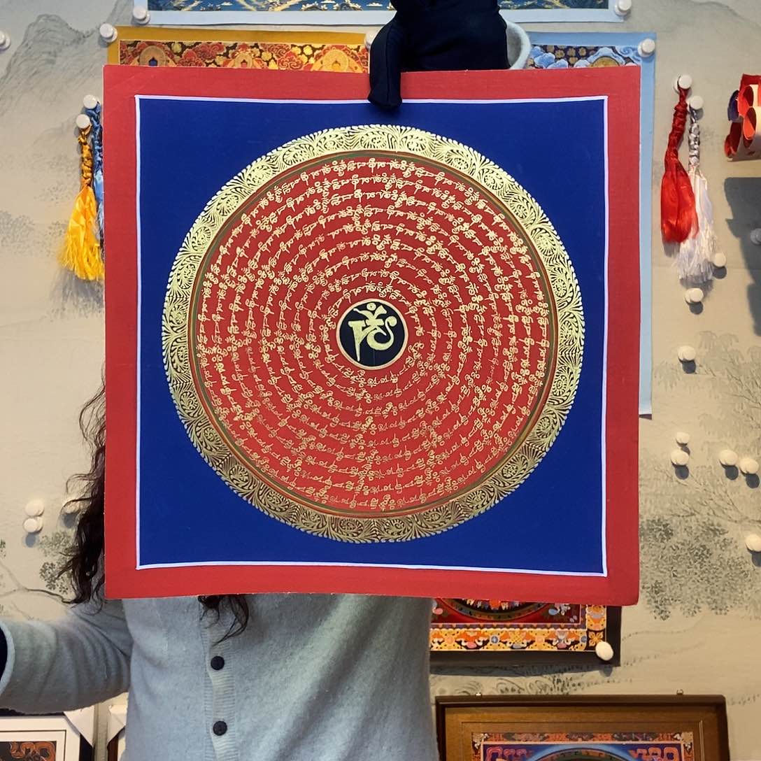 卷轴画纯手绘六字真言唐卡30尺