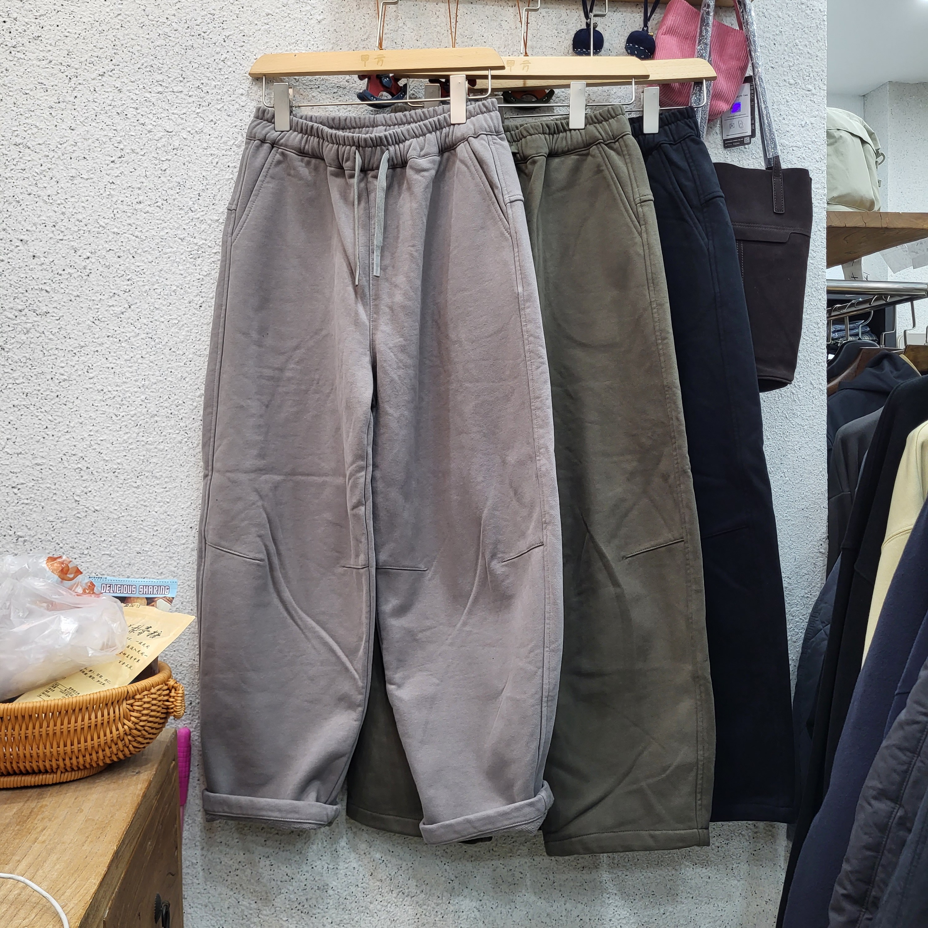 加厚纯色宽松百搭时尚加绒卫裤