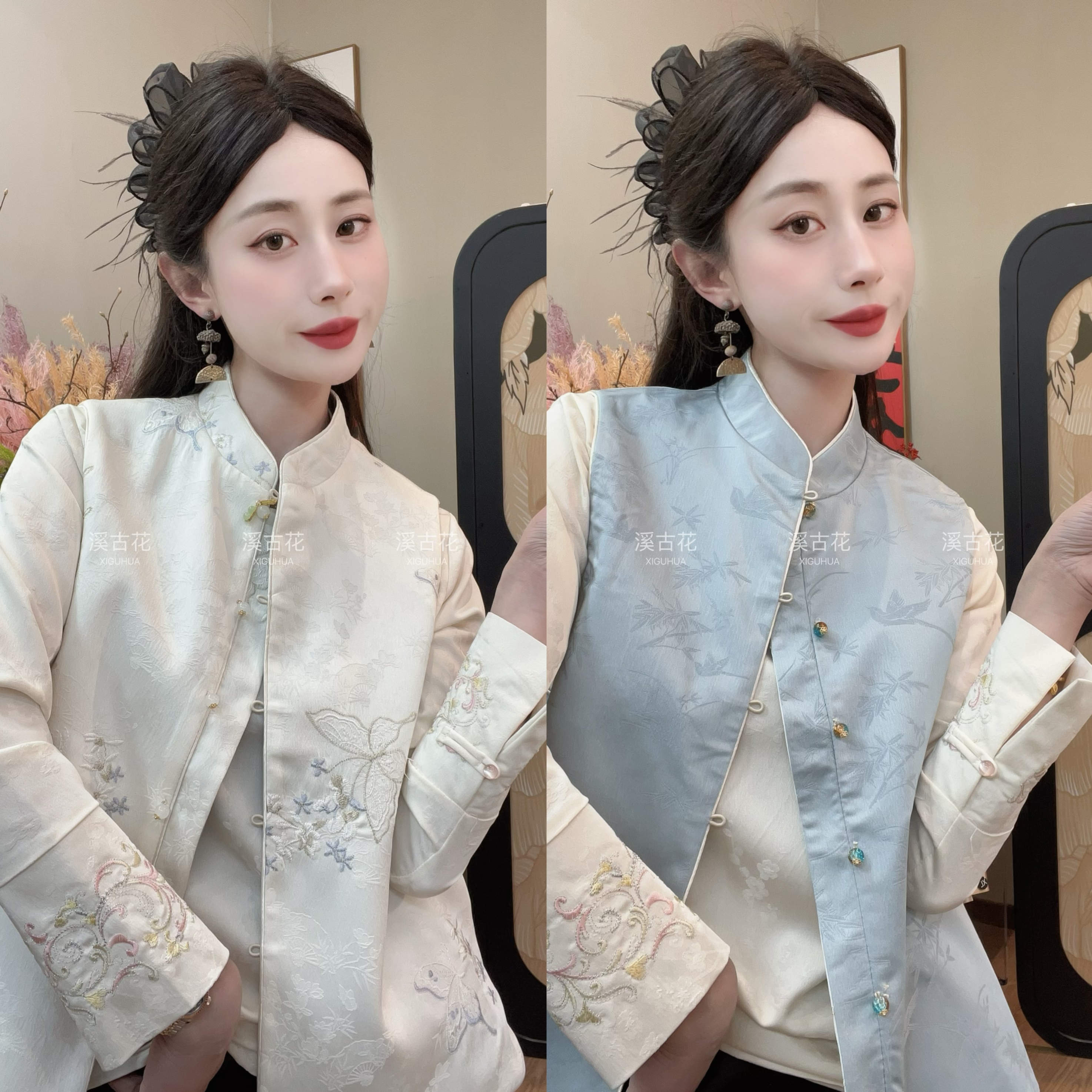 【蝶舞曲】双面可穿早春刺绣织锦国风马甲女显瘦气质新中式马甲时尚