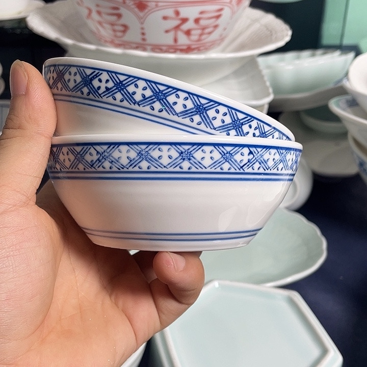 素青米饭碗陶瓷德