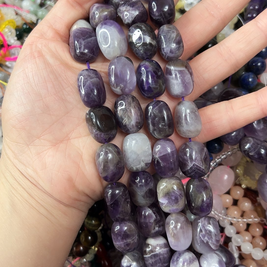 玛瑙/玉髓未镶嵌珠宝半成品，卡12x17紫水晶一条