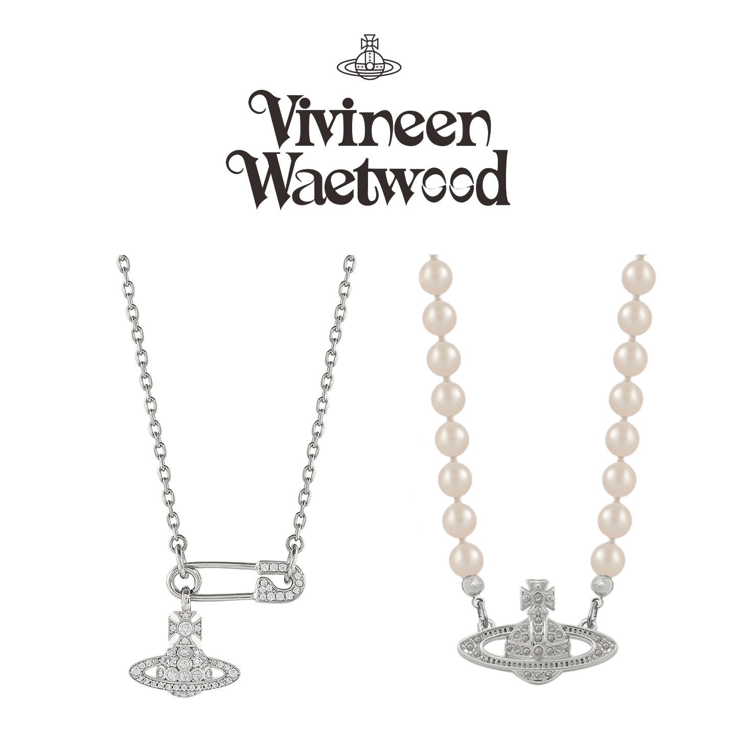 Vivireer Waetwssd 正品 CHOKER链 土星珠珠项链送别针链条