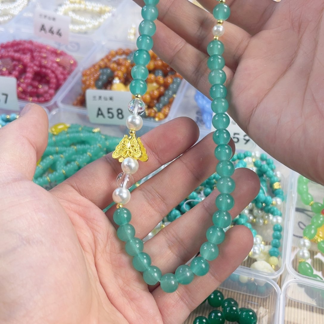 檀香紫檀（小叶紫檀）手串银S925镀金镶嵌