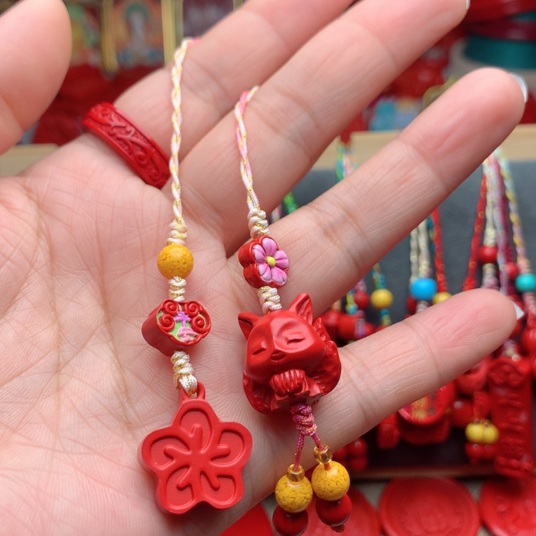 天然辰砂工艺品朱砂手机坠