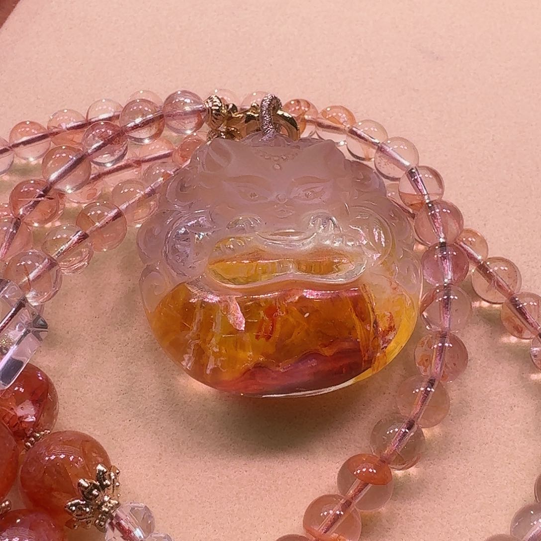 水晶颈饰未镶嵌天然水晶狐狐吊坠