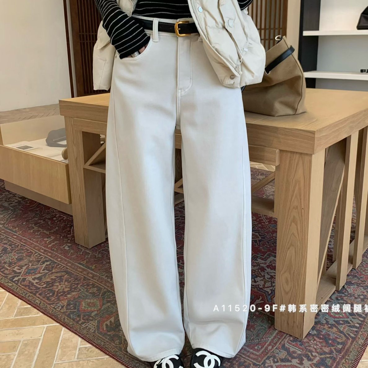 冬季加绒高腰直筒牛仔裤女宽松韩版显瘦遮胯百搭复古裤子