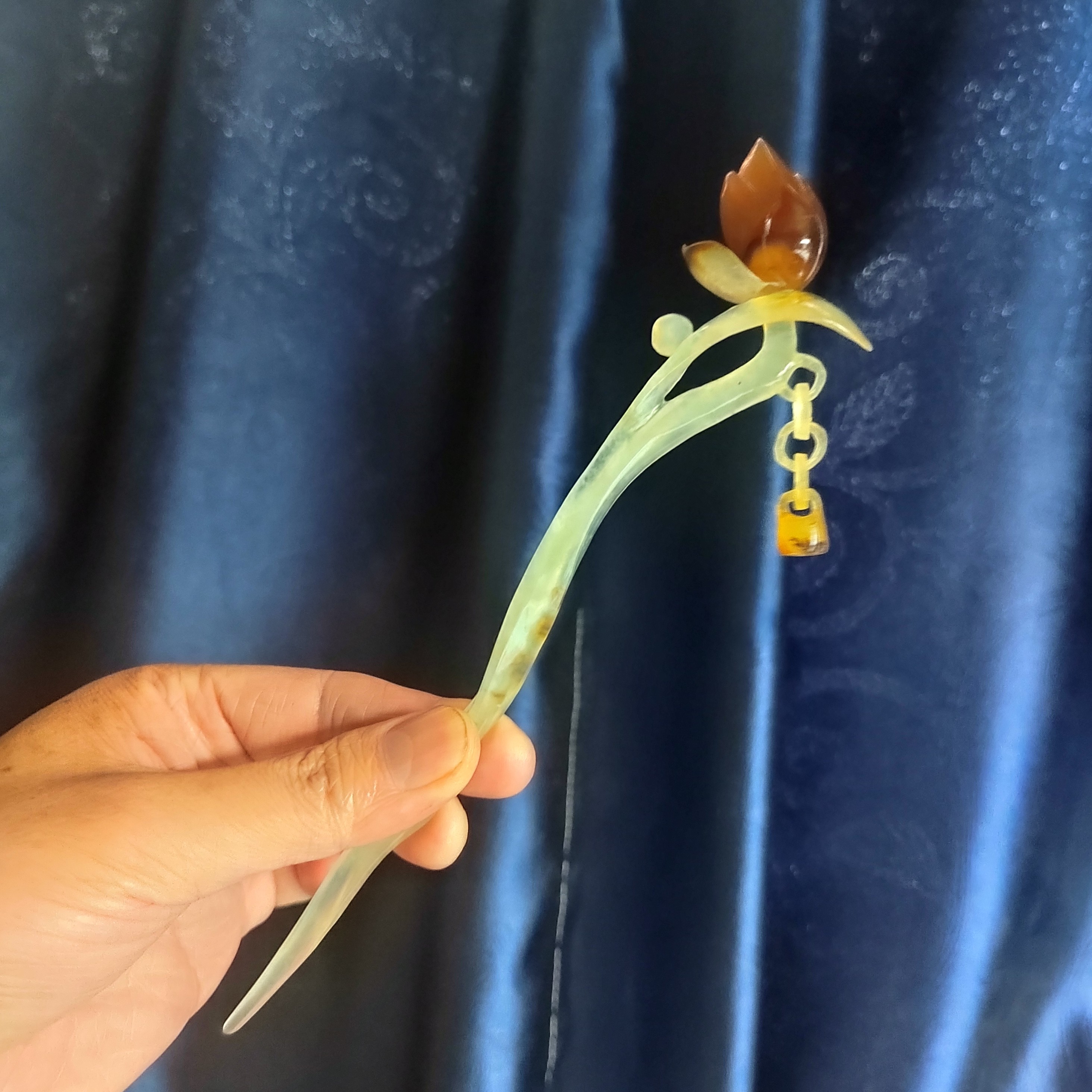 天然花苞发簪 料子细腻温润质感好密度高