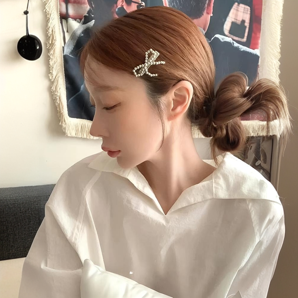 泡菜欧尼同款蝴蝶结发夹日韩系简约刘海侧边夹气质发卡一对装百搭