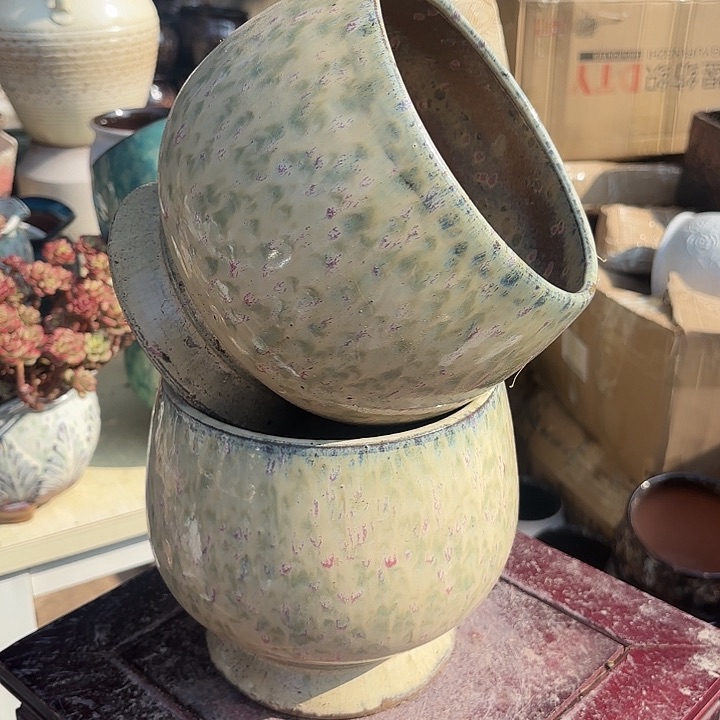 紫砂茶碗金球形两个口径17高度18