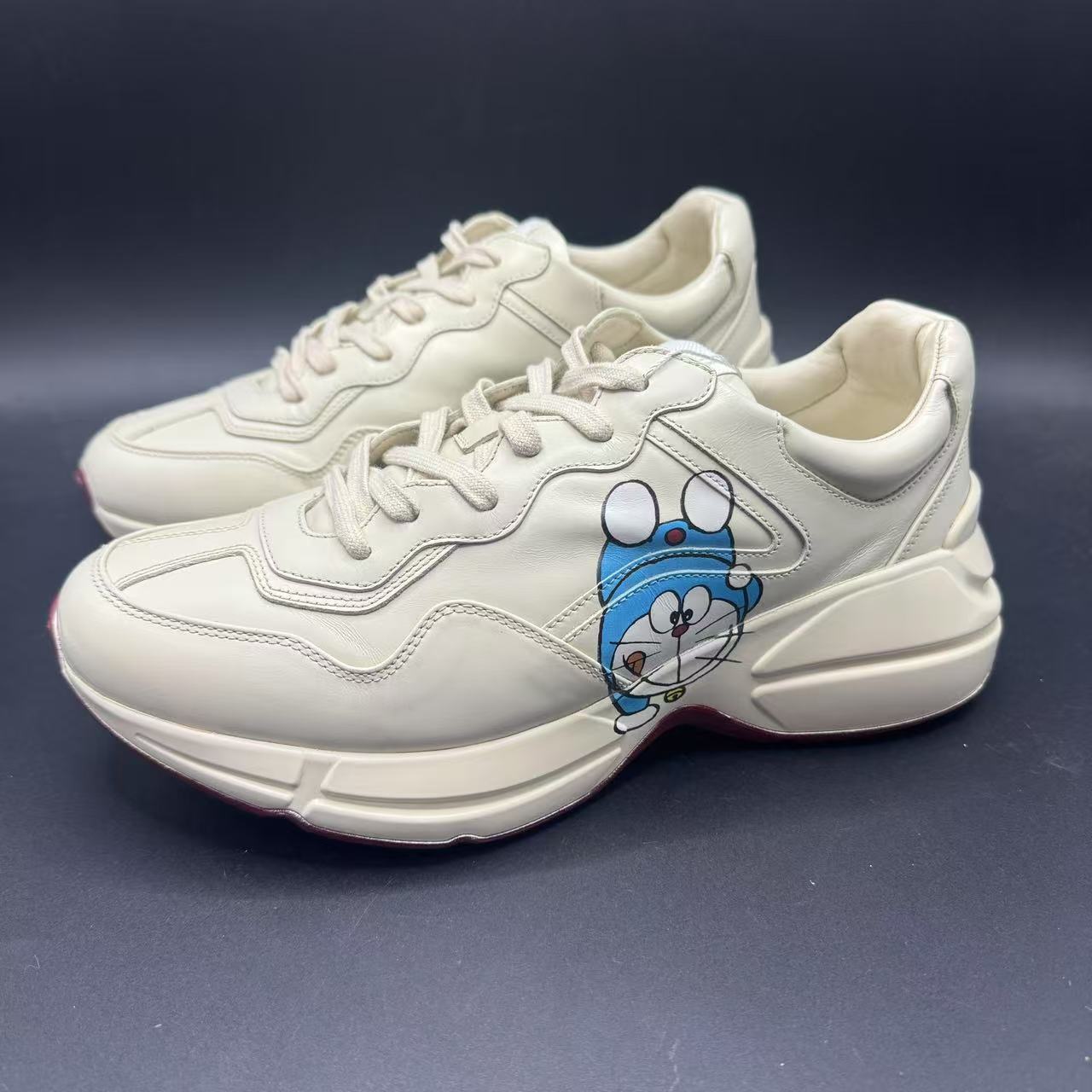 95新 GUCCI/古驰 男士时尚百搭米色叮当猫老爹鞋41码xh038