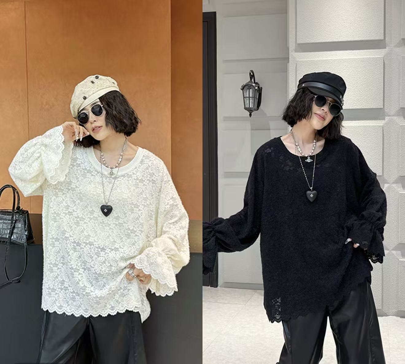 胖胖推介韩系长袖蕾丝衫新年最新款