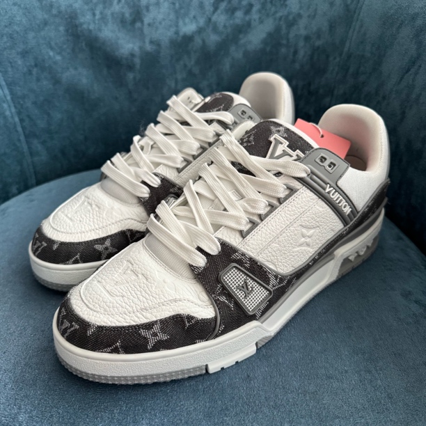 99新 LouisVuitton/路易威登 【试穿福利】白灰牛仔trainer板鞋