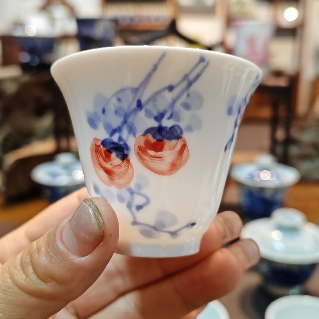 景德镇手工手绘花卉主人杯