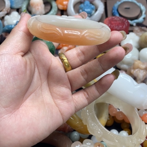 合金石英质玉（黄龙玉）手链余**心