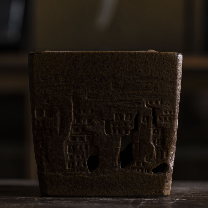 【青青专属】灰念酱釉石窟酒精炉长10.5*高10.5cm（Q0492）