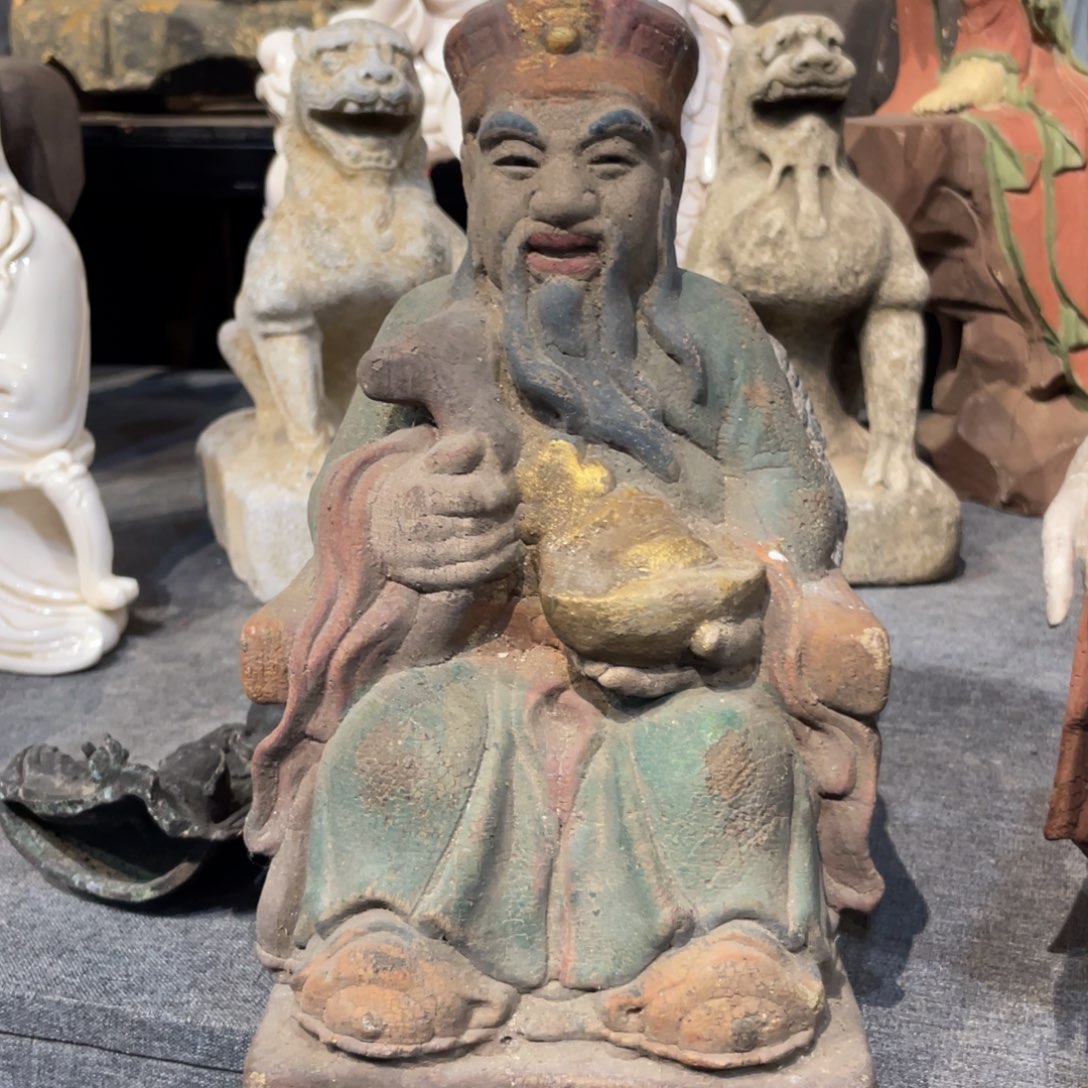 R***n木木雕彩绘财神造像