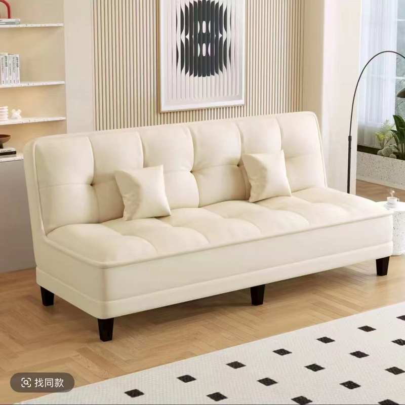 加长可折叠沙发床两用小户型沙发出租房卧室客厅猫抓皮沙发奶油风