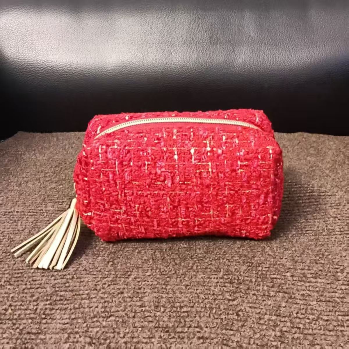 欧莱雅【K339】小香风红色化妆包手拿包时尚便携出行收纳整理包