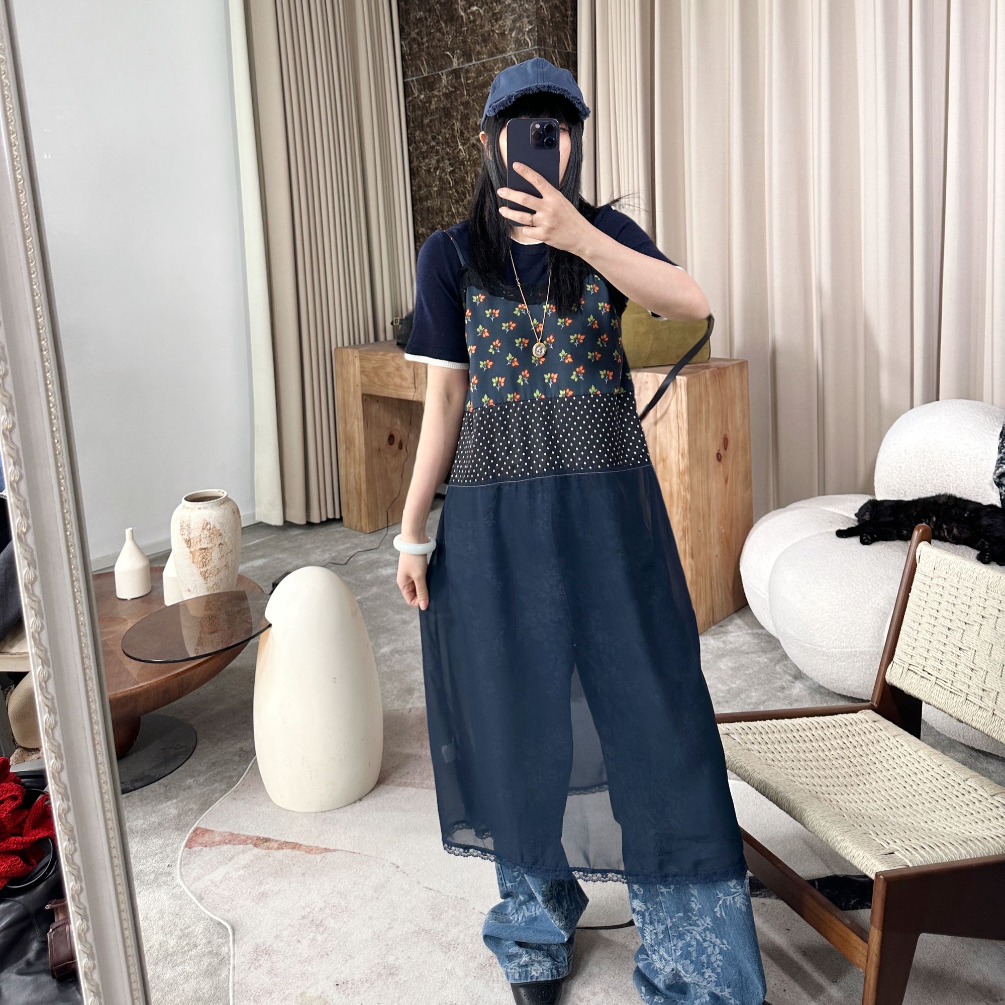 infobyfive福利夏季新款小清新碎花波点吊带连衣裙NF0503145