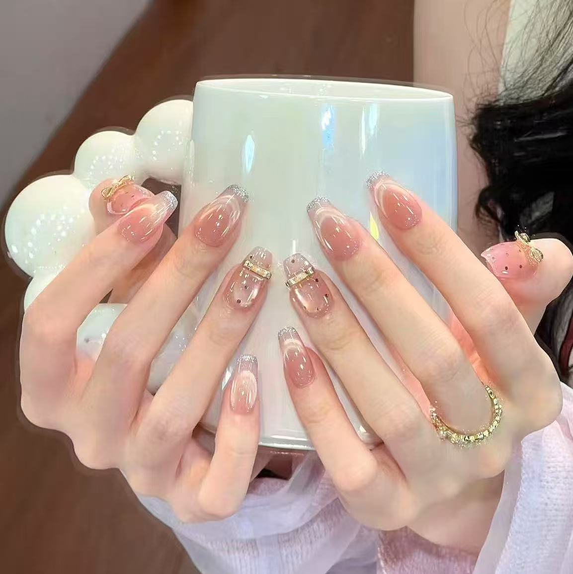 【金粉世家】纯手工穿戴甲美甲穿戴式光疗甲冰透渐变流行纯欲