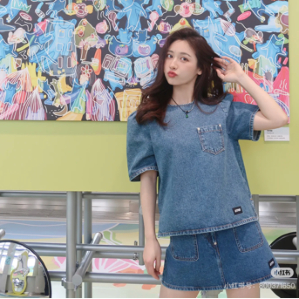 pushBUTTON 牛仔套装 女装上衣 牛仔半裙