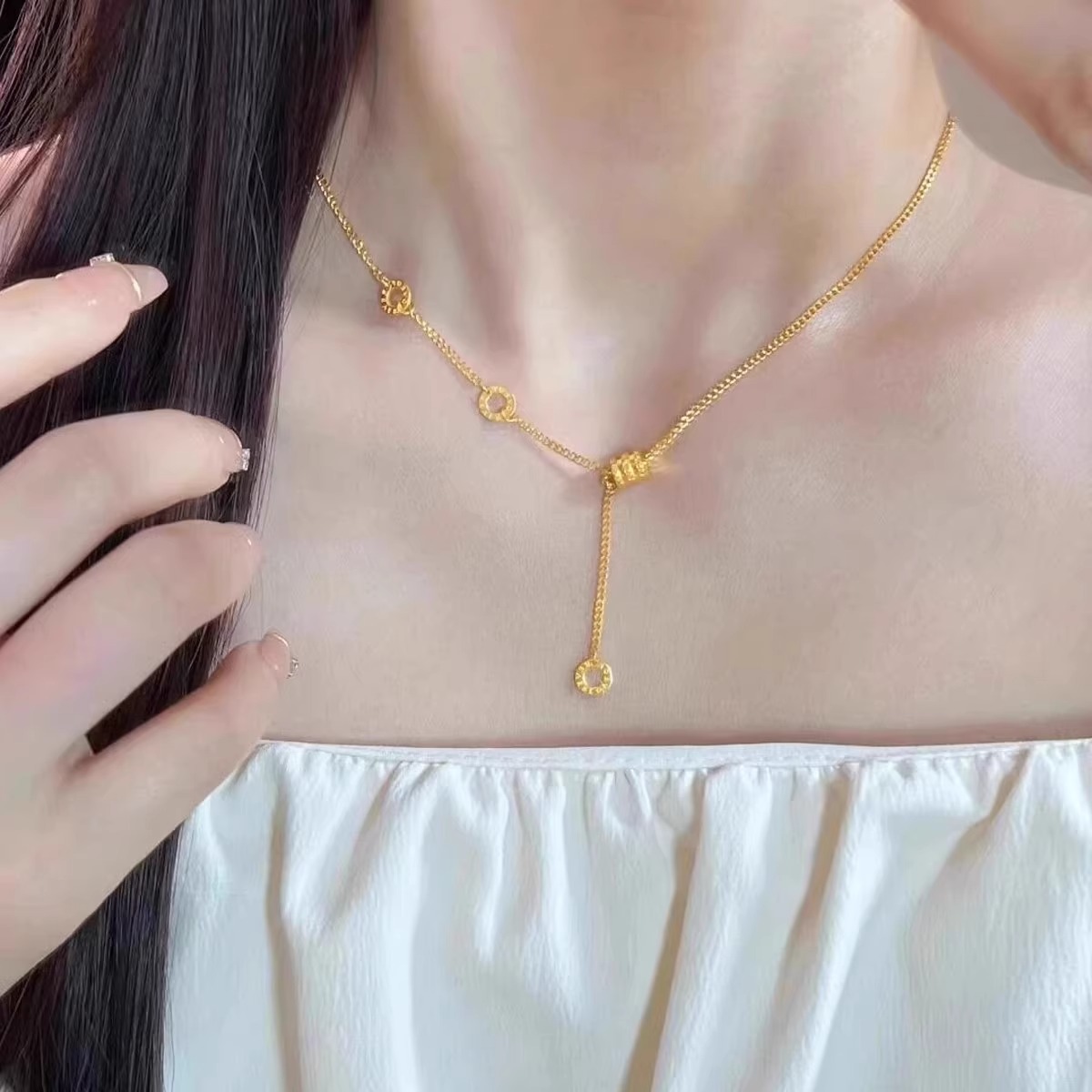 铜合金项链 【小蛮腰】项法国轻奢小众链女不掉色时尚感网红锁骨链