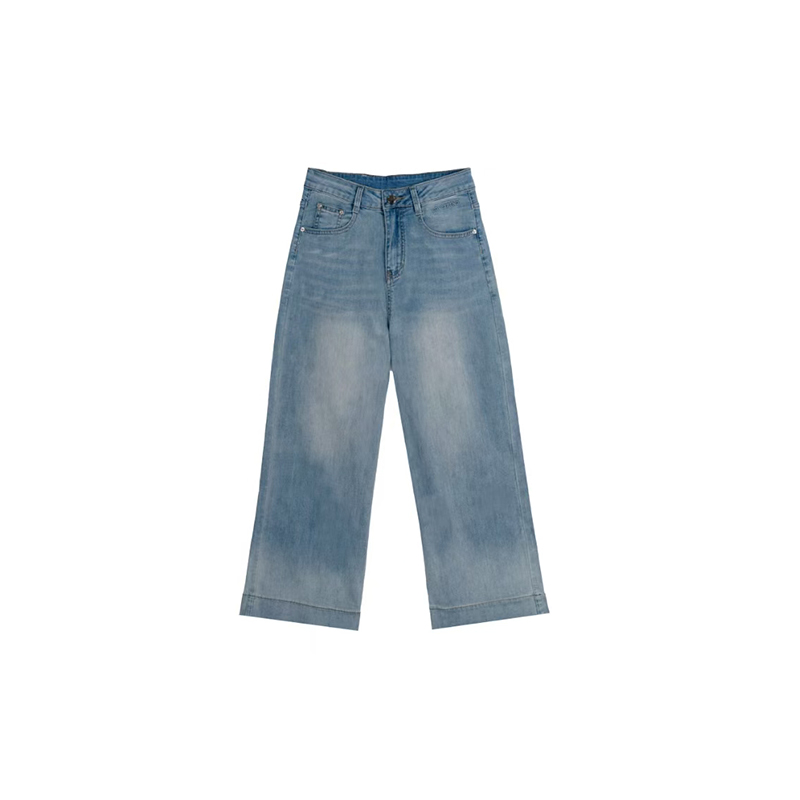 （女装）9026 夏季新款高腰显瘦渐变色直筒阔腿九分牛仔裤