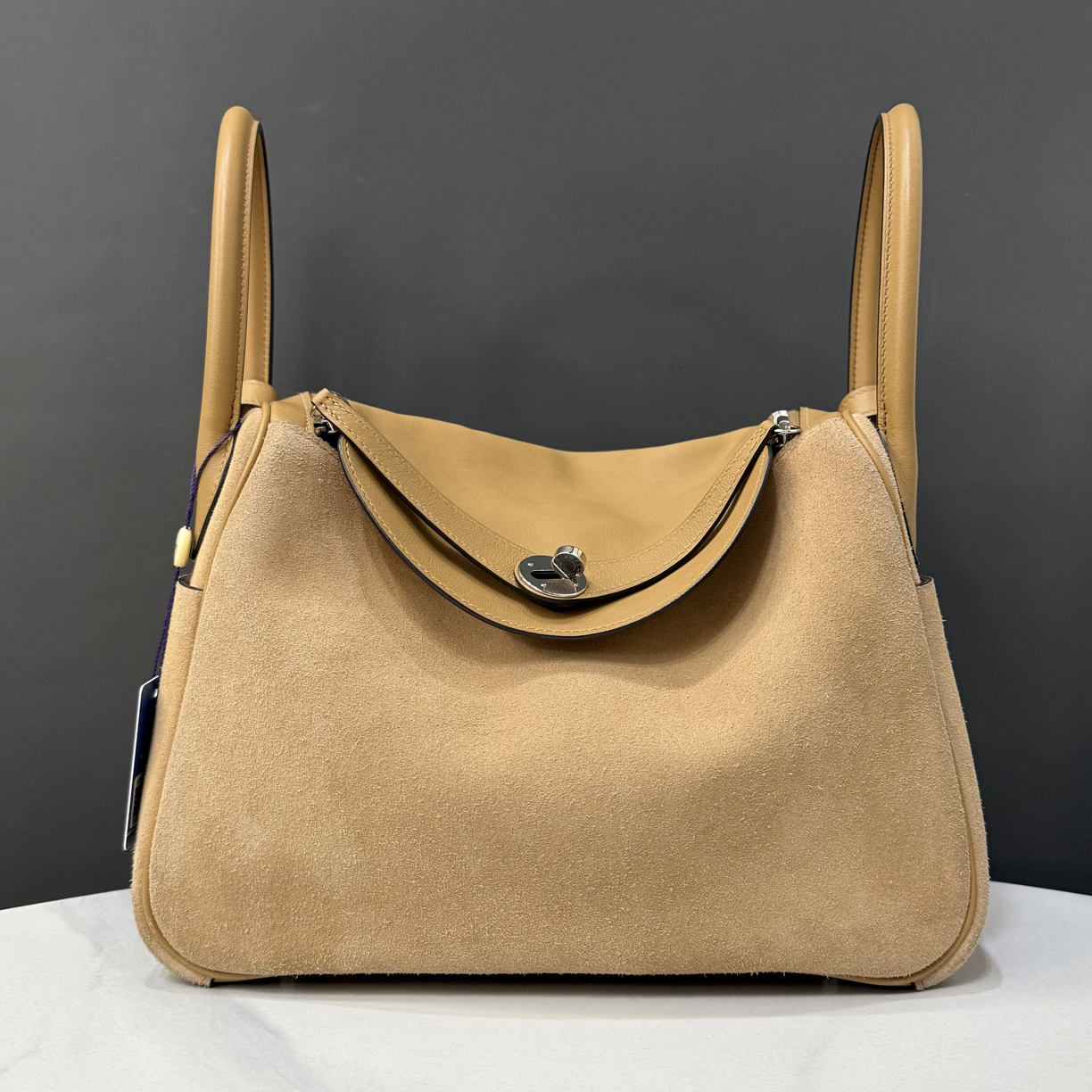 95新 Hermes/爱马仕 麂皮lindy C刻30cm/0995112802