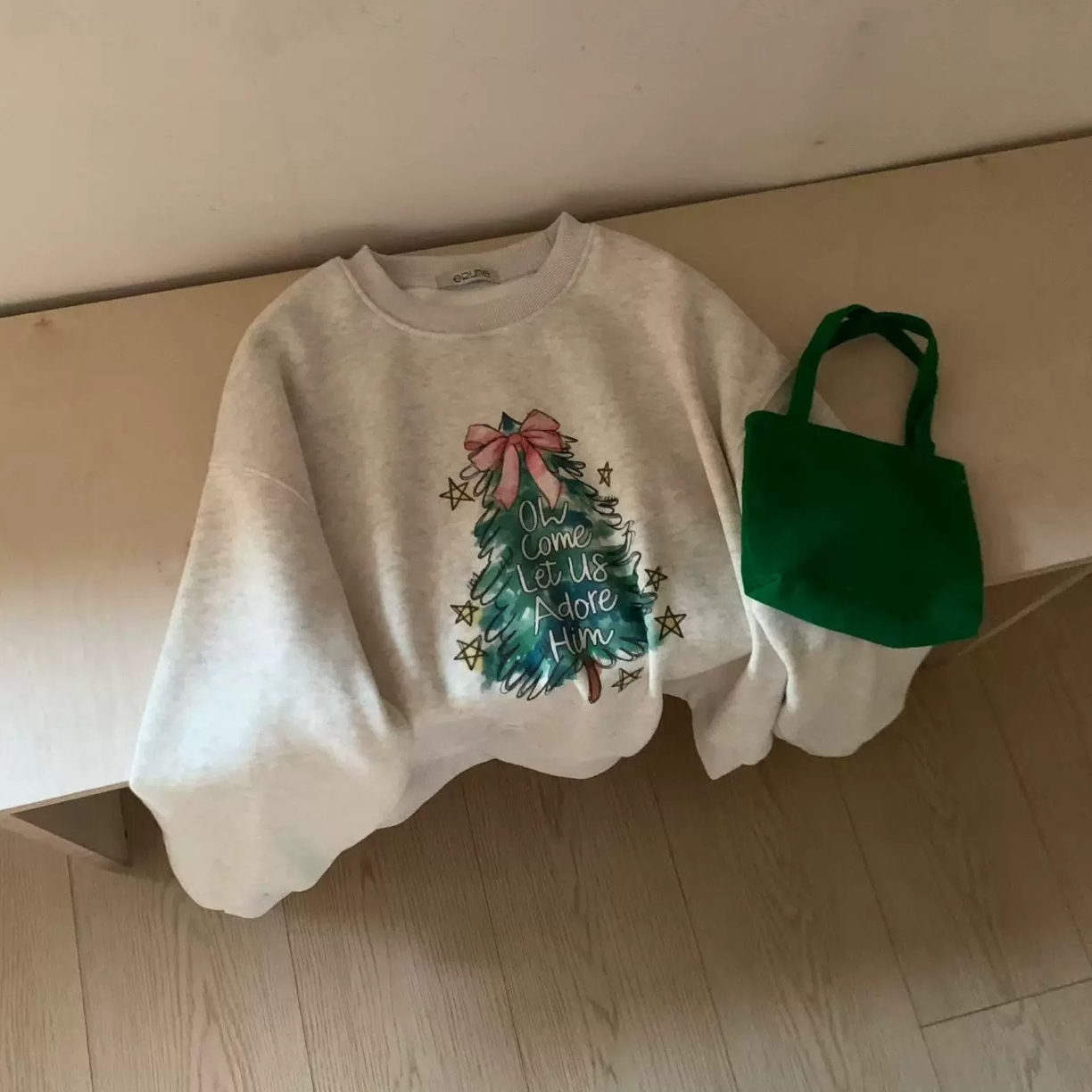 加绒 圣诞树 圆领套头卫衣