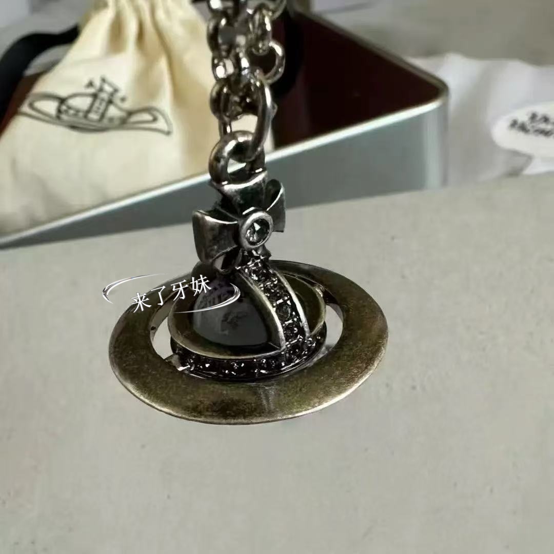 合金项链 中号做旧土星项链XL481轻奢时尚百搭小众欧美