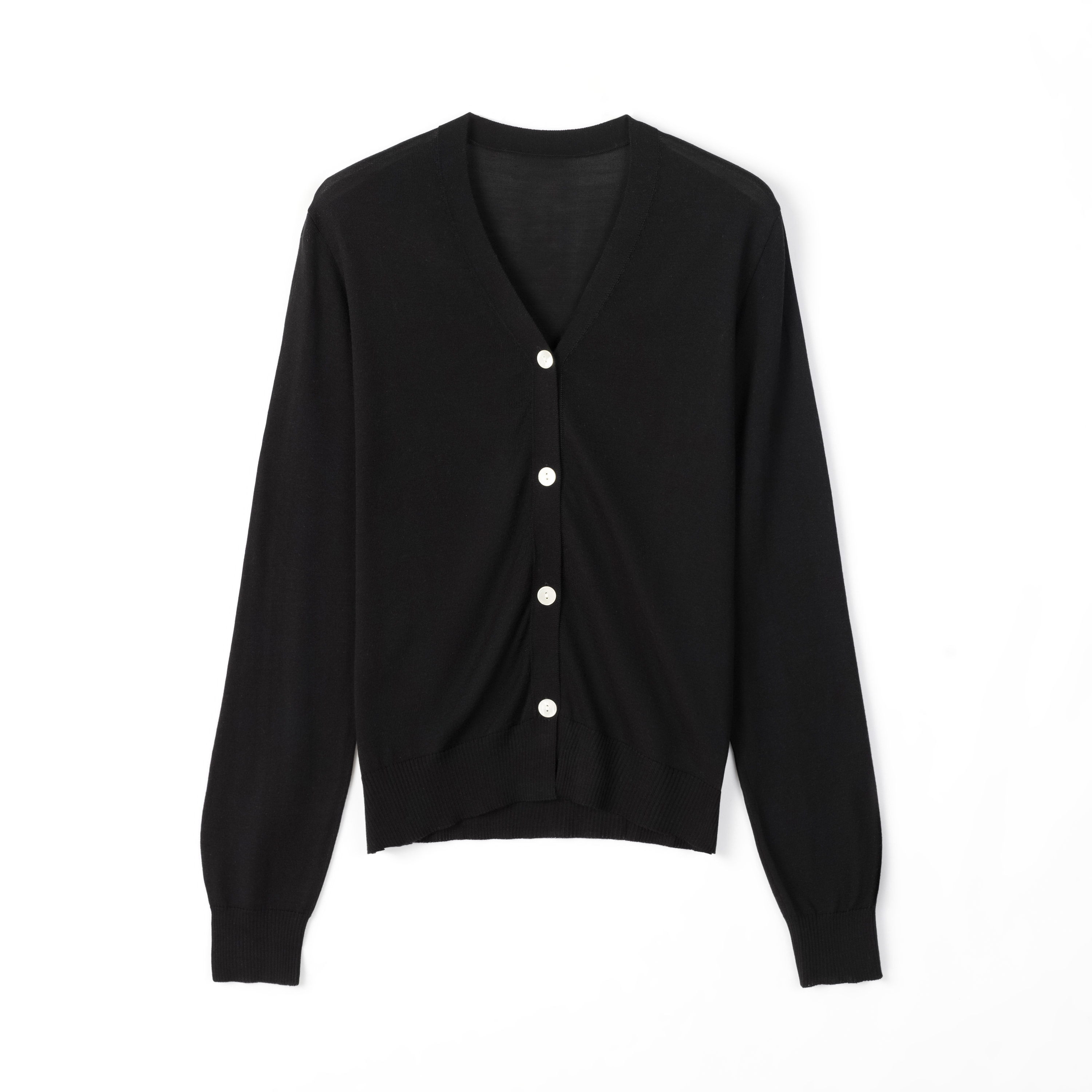 【莱赛尔+桑蚕丝】女装针织时尚气质长袖简约纯色夏季女v领60002