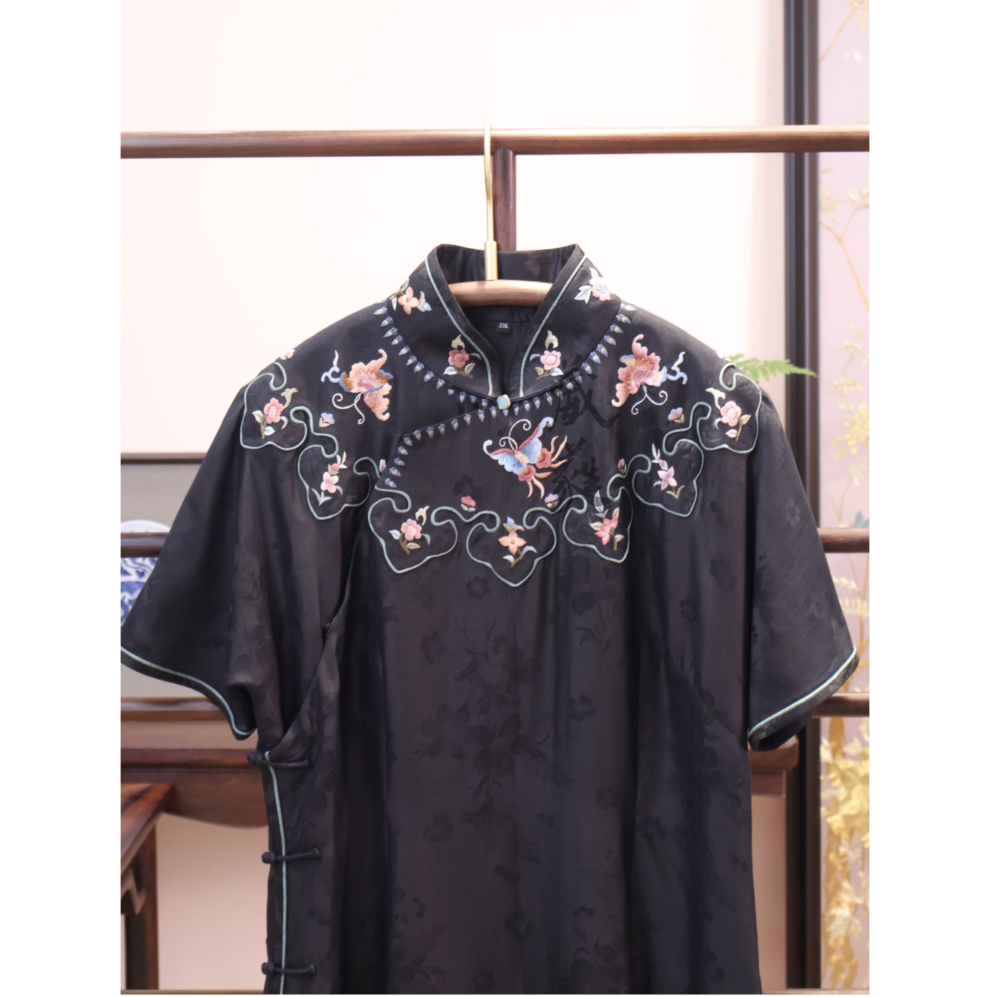 【立领旗袍】葳蕤国风中式服装手工手绣如意云肩立领旗袍