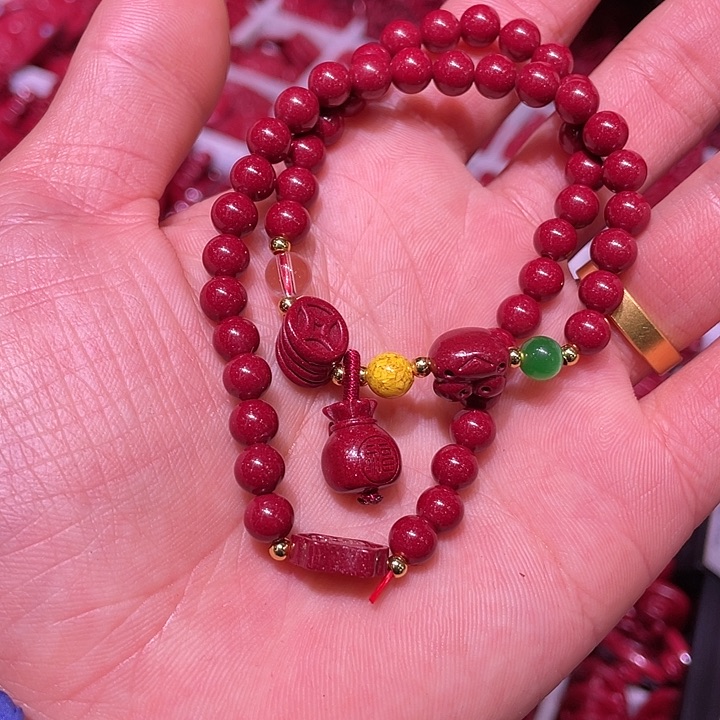 天然辰砂紫金砂6毫米2圈手链