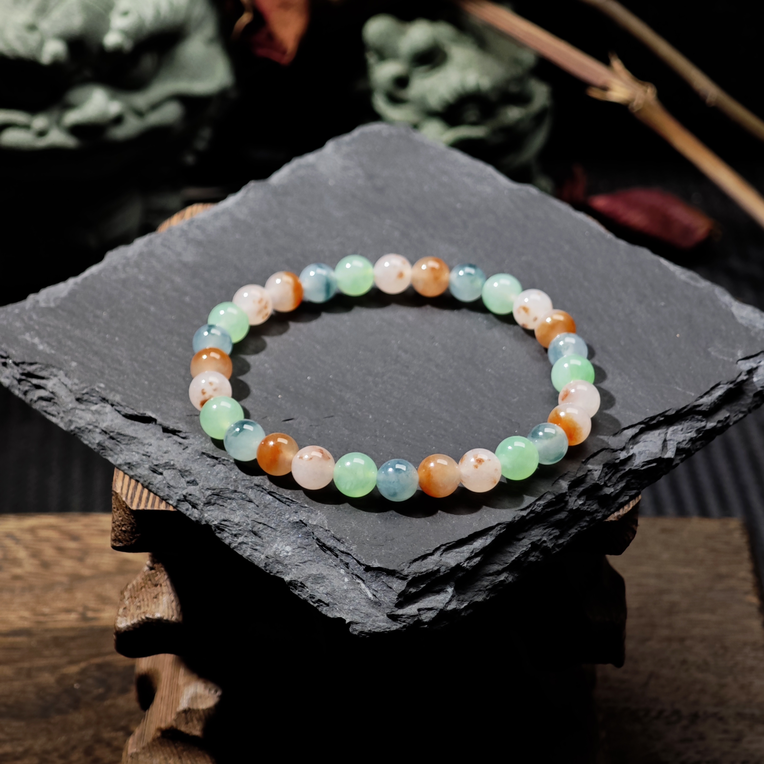 [单品]A3759(卡6.3 )缅甸天然翡翠珠冰种翡翠A级货手串48小时鉴赏