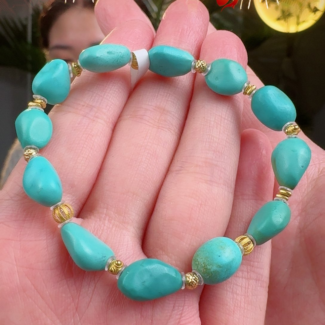 绿松石珠宝奇石18K金镶嵌