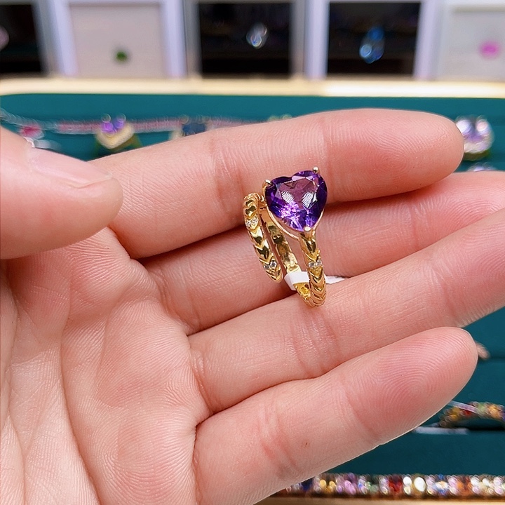 水晶戒指银S925镶嵌成品