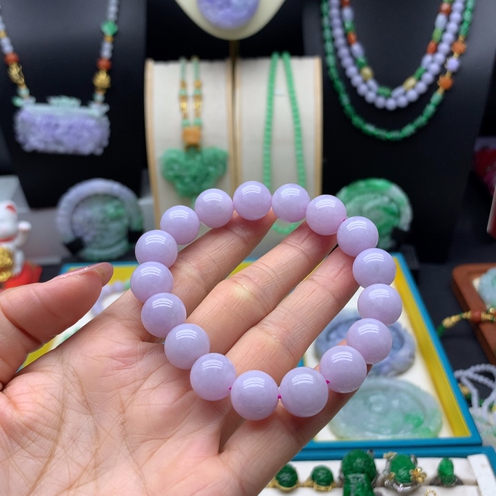 翡翠未镶嵌手链紫翡手串