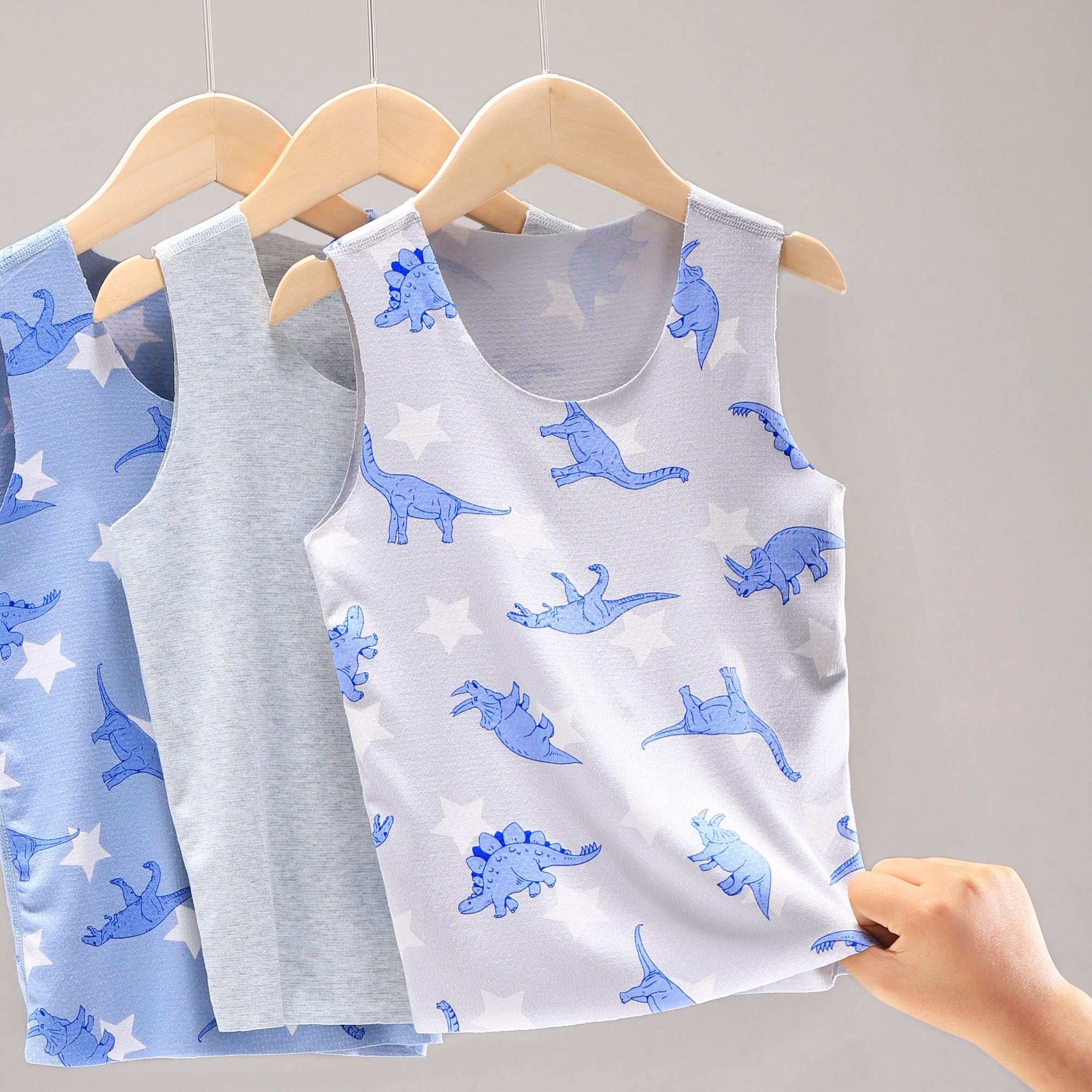 三件装男童背心随心裁儿童宝宝夏季轻薄款贴身睡觉无袖打底 23192