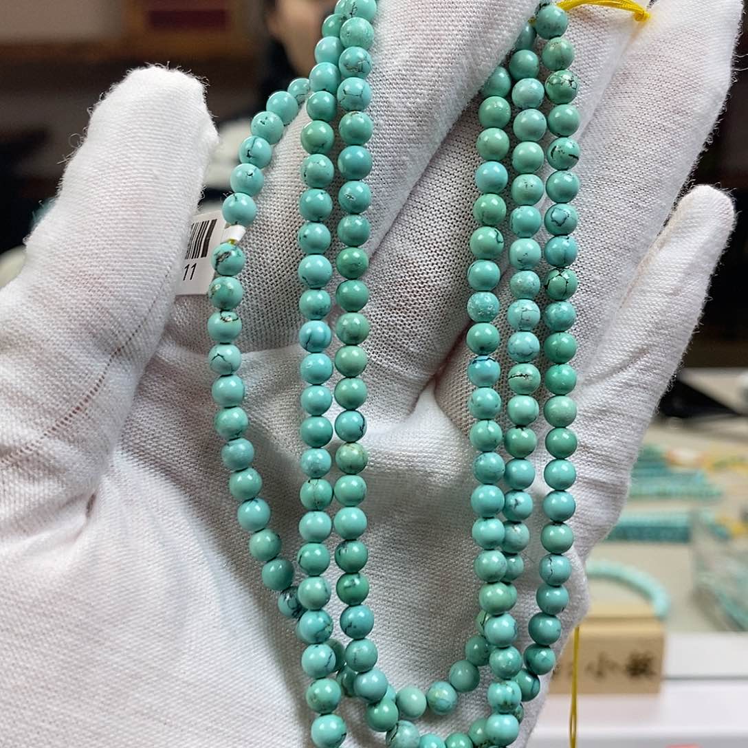 绿松石A13圆珠108卡4+未镶嵌