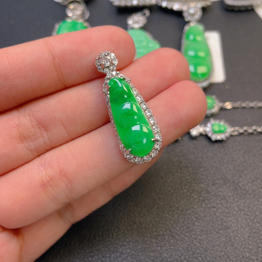 翡翠银S925镶嵌吊坠(不含链)