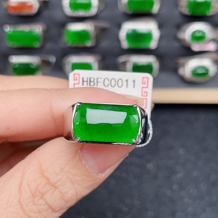 翡翠戒指银S925镶嵌中**贸没有运费险编号0011