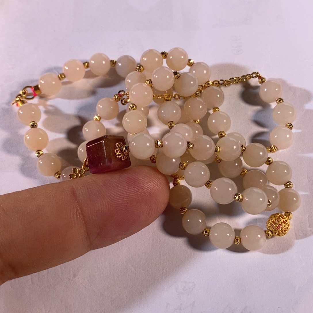 和田玉颈饰18K金镶嵌