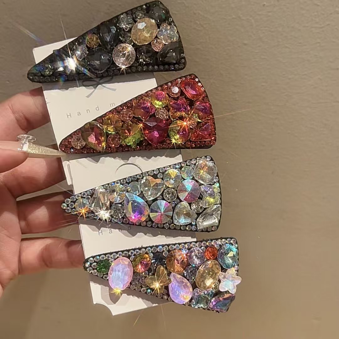 BB夹轻奢重工发夹精致水晶侧边刘海夹碎发夹气质百搭复古满钻