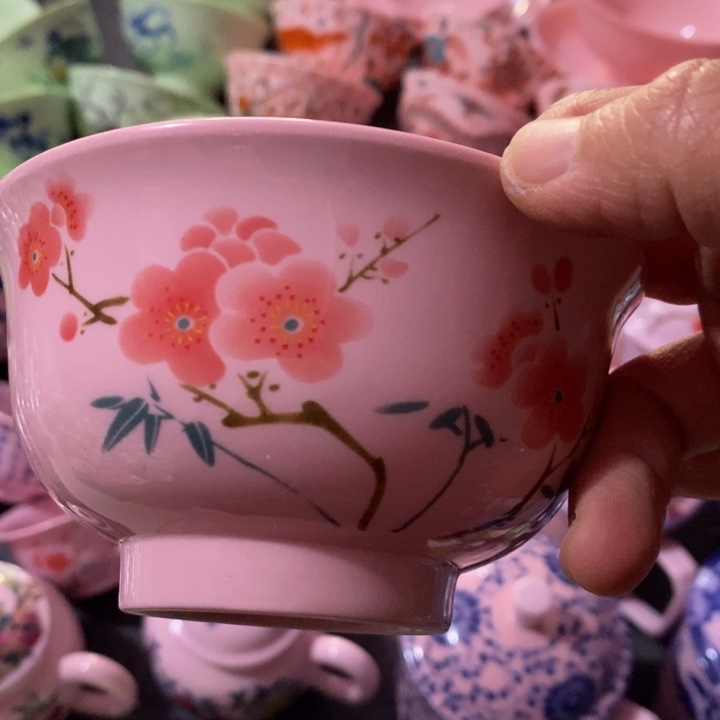 摆件陶红稀土翠竹4.5寸碗